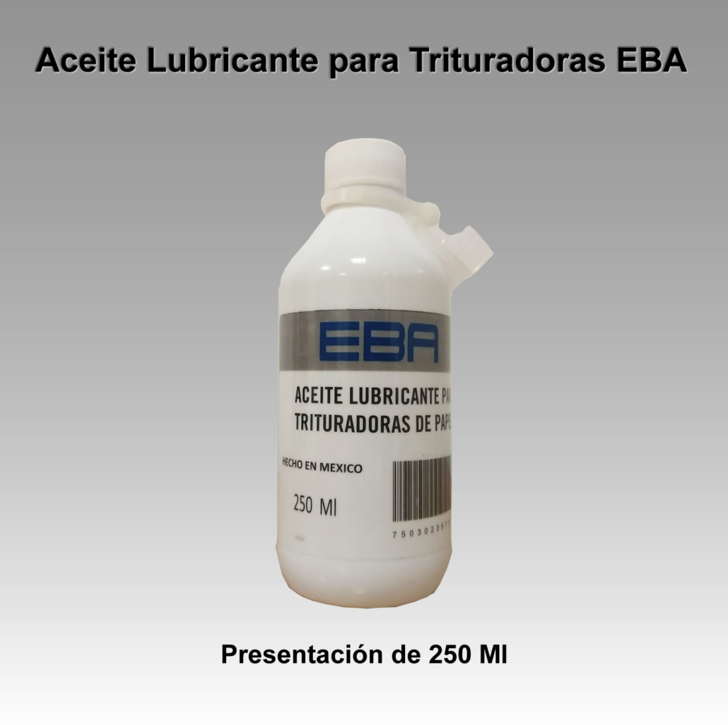 Botella dosificadora de aceite lubricante para trituradoras de papel EBA